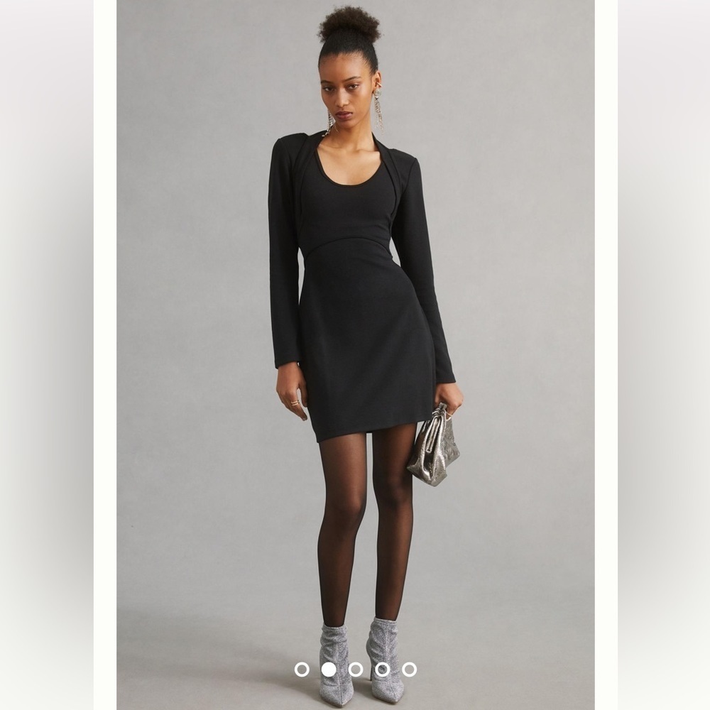 ANTHROPOLOGIE NWT By Anthropologie Long-Sleeve Mini Dress Size M. - Picture 5 of 11